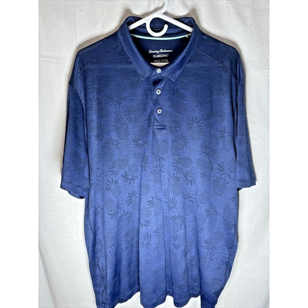 Tommy Bahama Shirt Men’s 3XL Navy Blue Polo Pineapple Palm Coast IslandZone